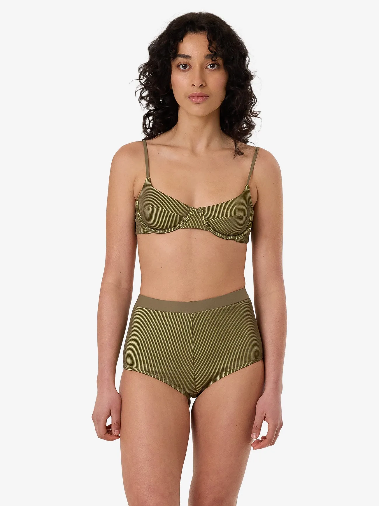 Alba Rib Underwire Bikini Top - Pickle Green sold by Thrills