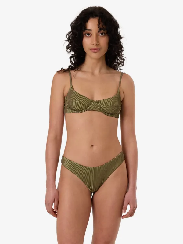 Alba Rib Classic Bikini Bottom - Pickle Green sold by Thrills