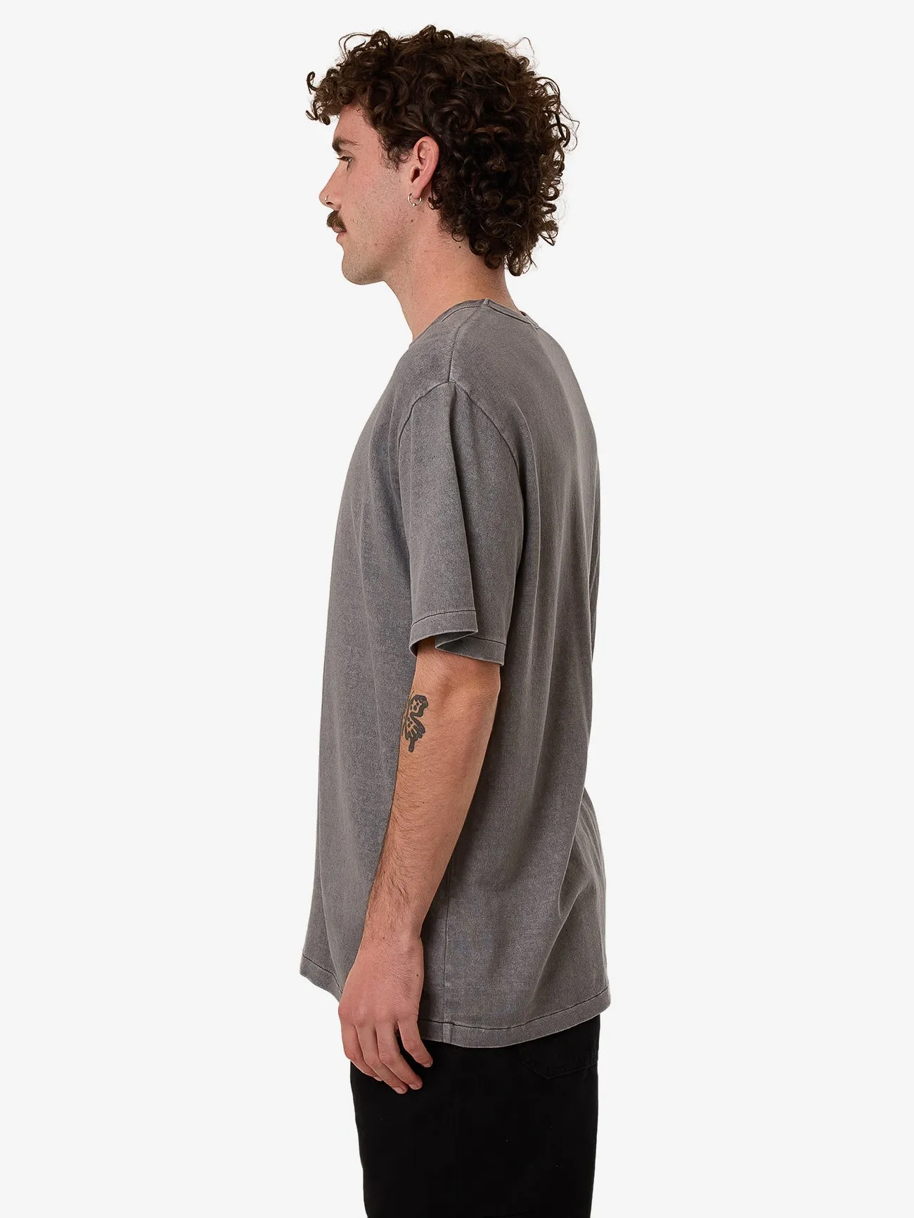 Hemp Thrills Embro Contrast Stitch Merch Fit Tee - Grey Ash sold by Thrills product image thumbnail 3