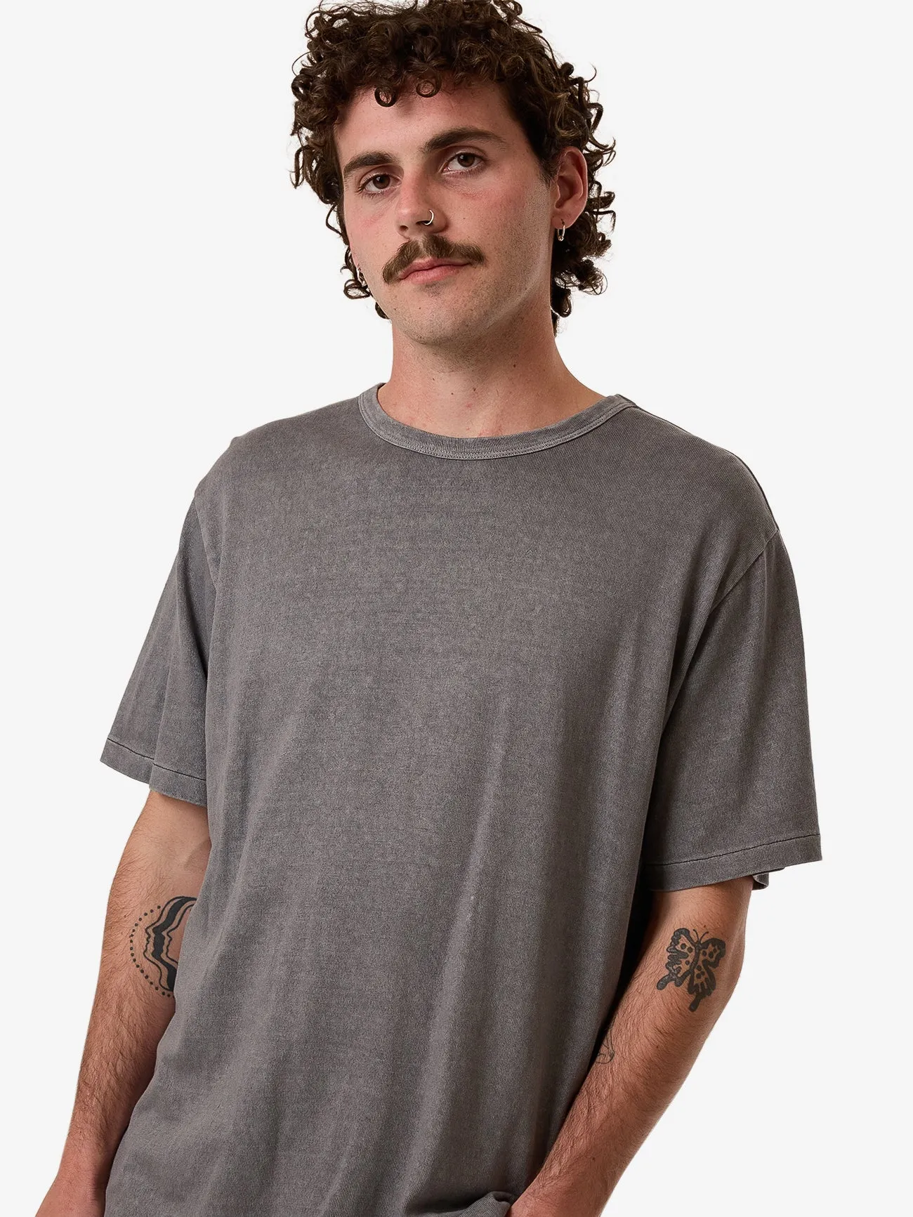 Hemp Thrills Embro Contrast Stitch Merch Fit Tee - Grey Ash sold by Thrills product image thumbnail 5