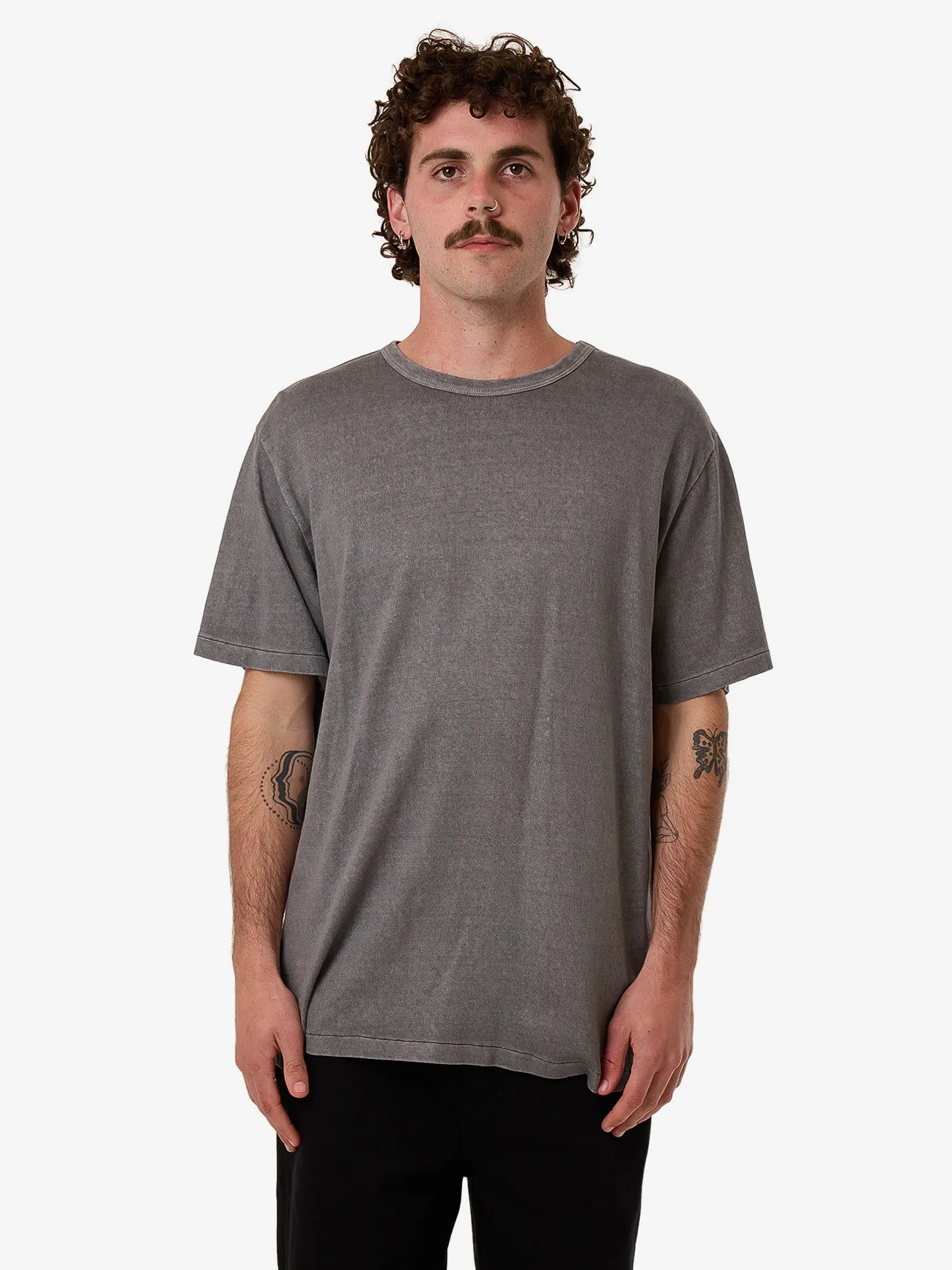 Hemp Thrills Embro Contrast Stitch Merch Fit Tee - Grey Ash sold by Thrills