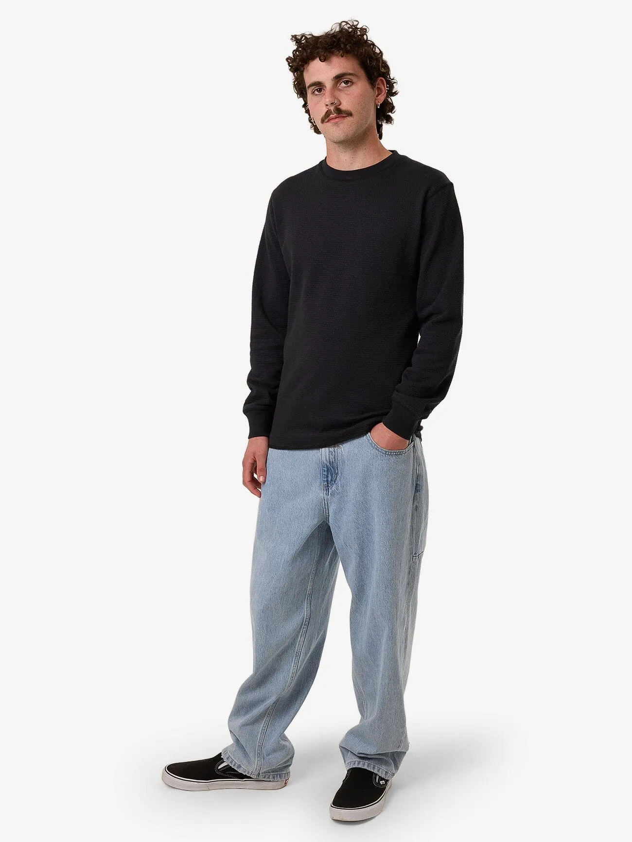 Adapted Waffle Long Sleeve - Faded Black sold by Thrills product image thumbnail 5