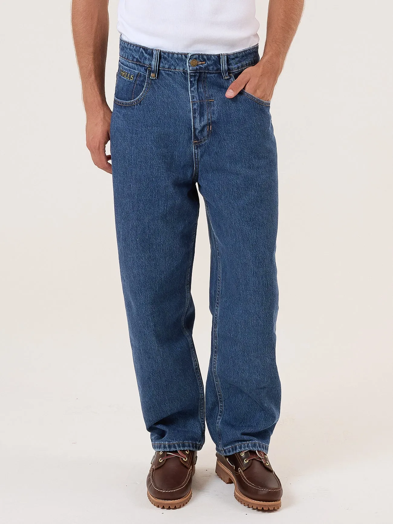 Behind It All Big Slacker Baggy Denim Jean - Rinsed Blues sold by Thrills