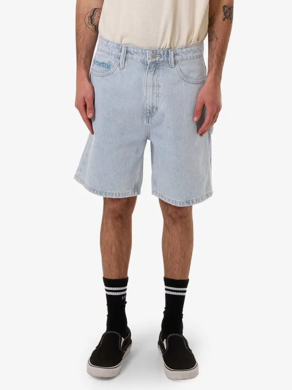 Hazed Slacker Denim Short - Light Ash Blue sold by Thrills