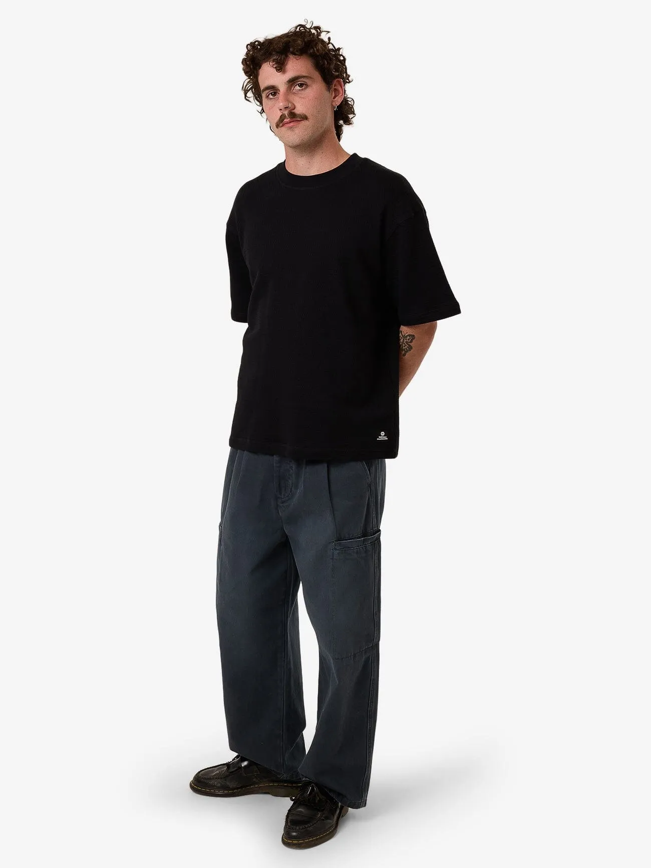 Arts & Industrial Box Fit Oversize Short Waffle Tee - Black sold by Thrills product image thumbnail 5