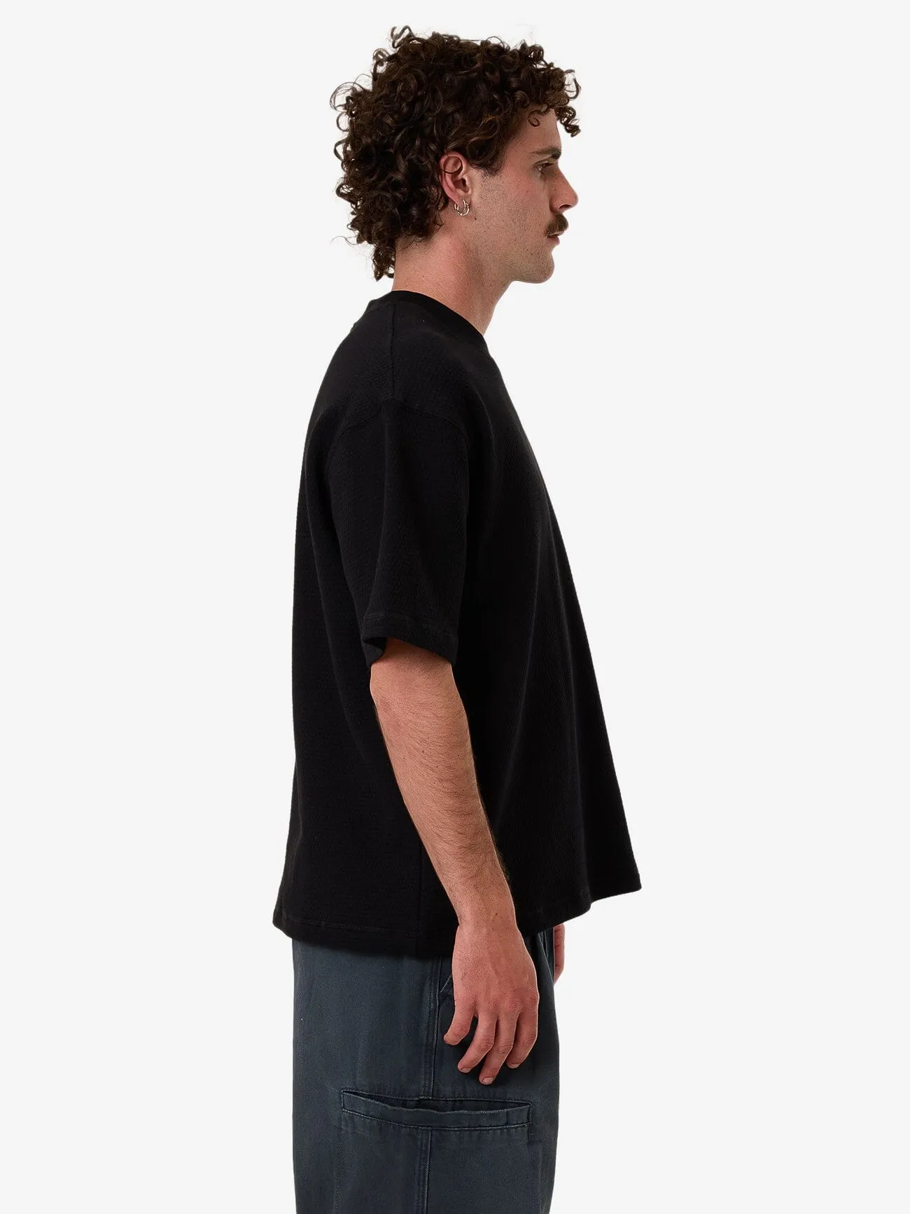 Arts & Industrial Box Fit Oversize Short Waffle Tee - Black sold by Thrills product image thumbnail 3