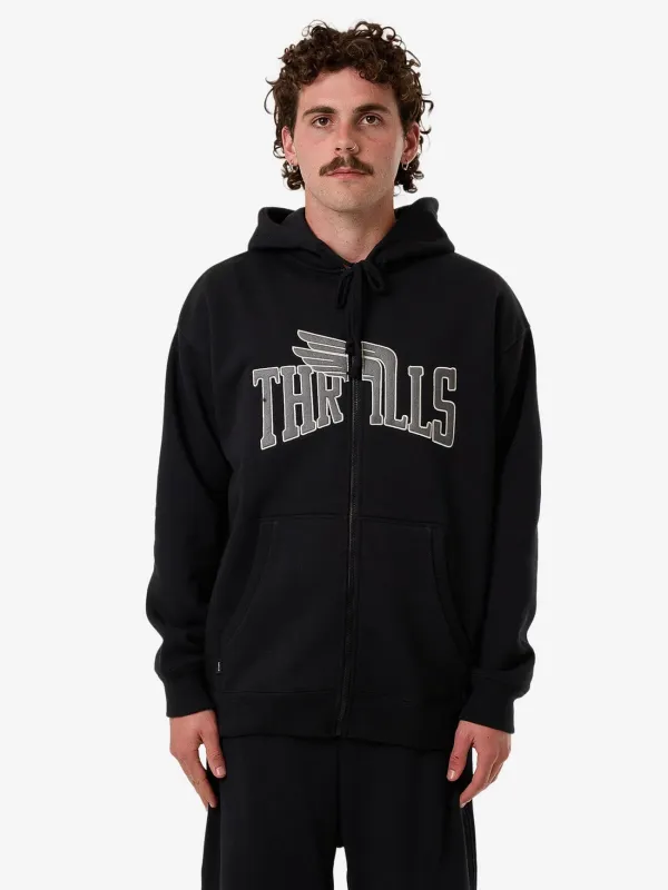 Born To Fly Zip Hood Fleece - Washed Black made by Thrills
