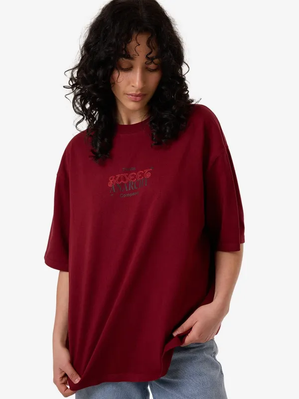 Sweet Anarchy Oversized Tee - Cabernet sold by Thrills