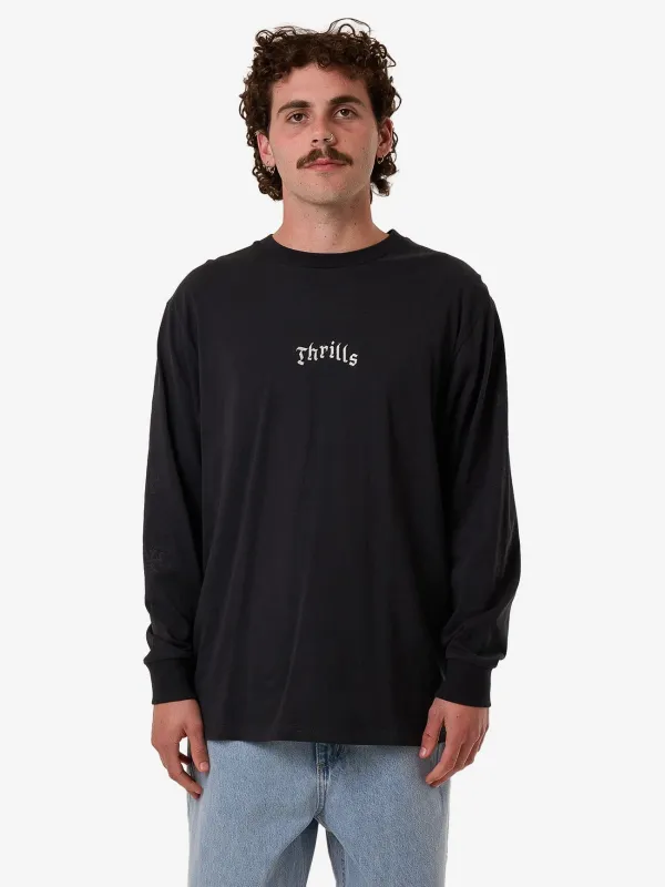 Filter Oversize Fit Long Sleeve Tee - Faded Black sold by Thrills