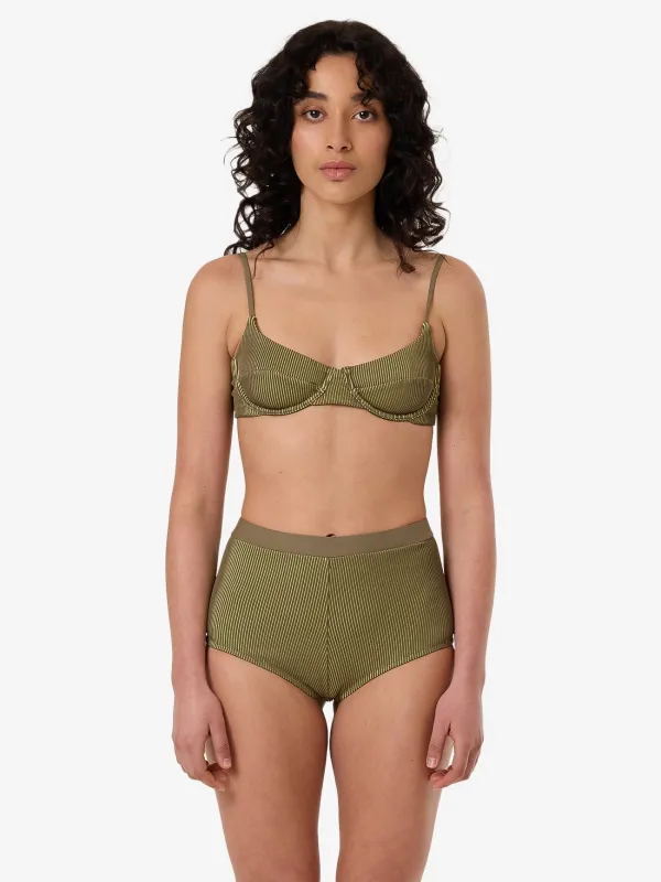 Alba Rib Boy Leg Bikini Bottom - Pickle Green sold by Thrills