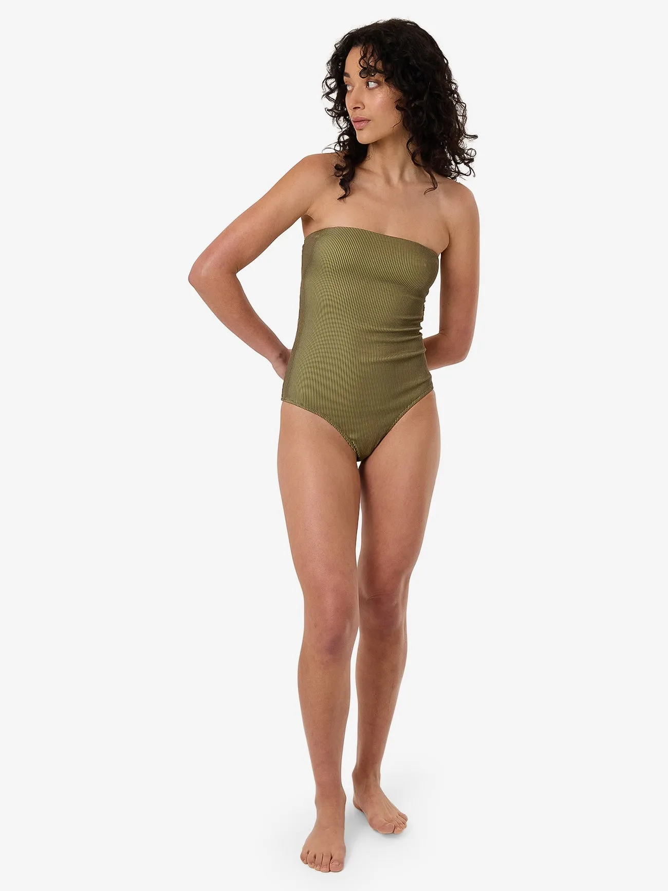 Alba Rib Strapless One Piece - Pickle Green sold by Thrills product image thumbnail 5
