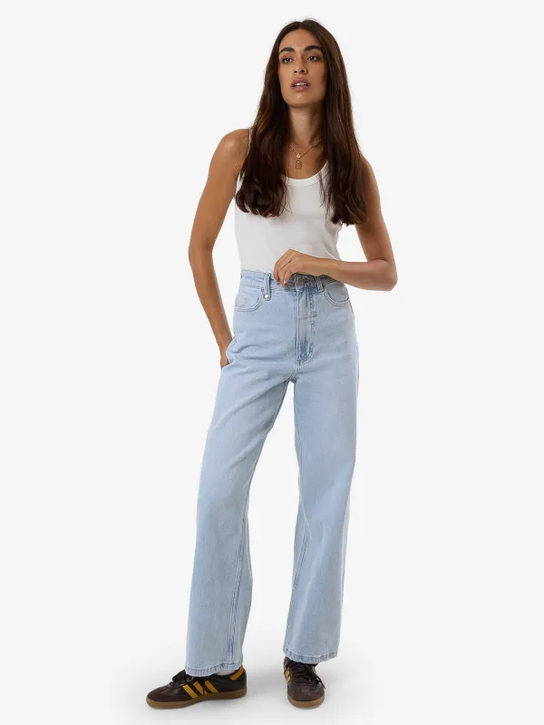 Holly High Rise Stretch Wide Jean - Light Ash Blue sold by Thrills