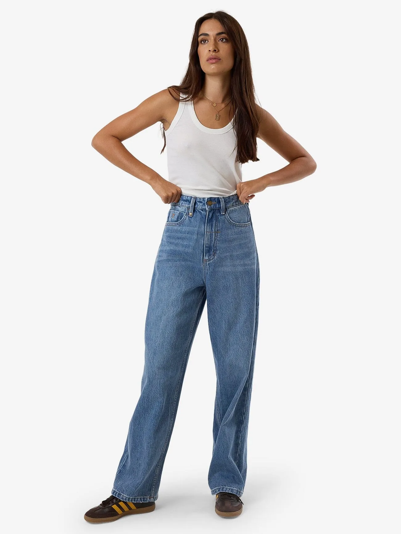 Billie High Rise Baggy Jean - Dark Dust Blue sold by Thrills