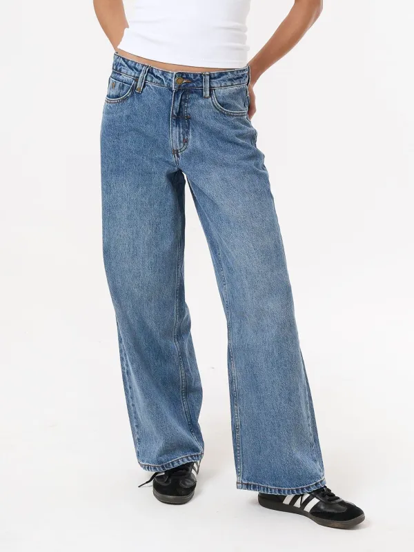 Billie Low Rise Baggy Jean - Weathered Blue sold by Thrills