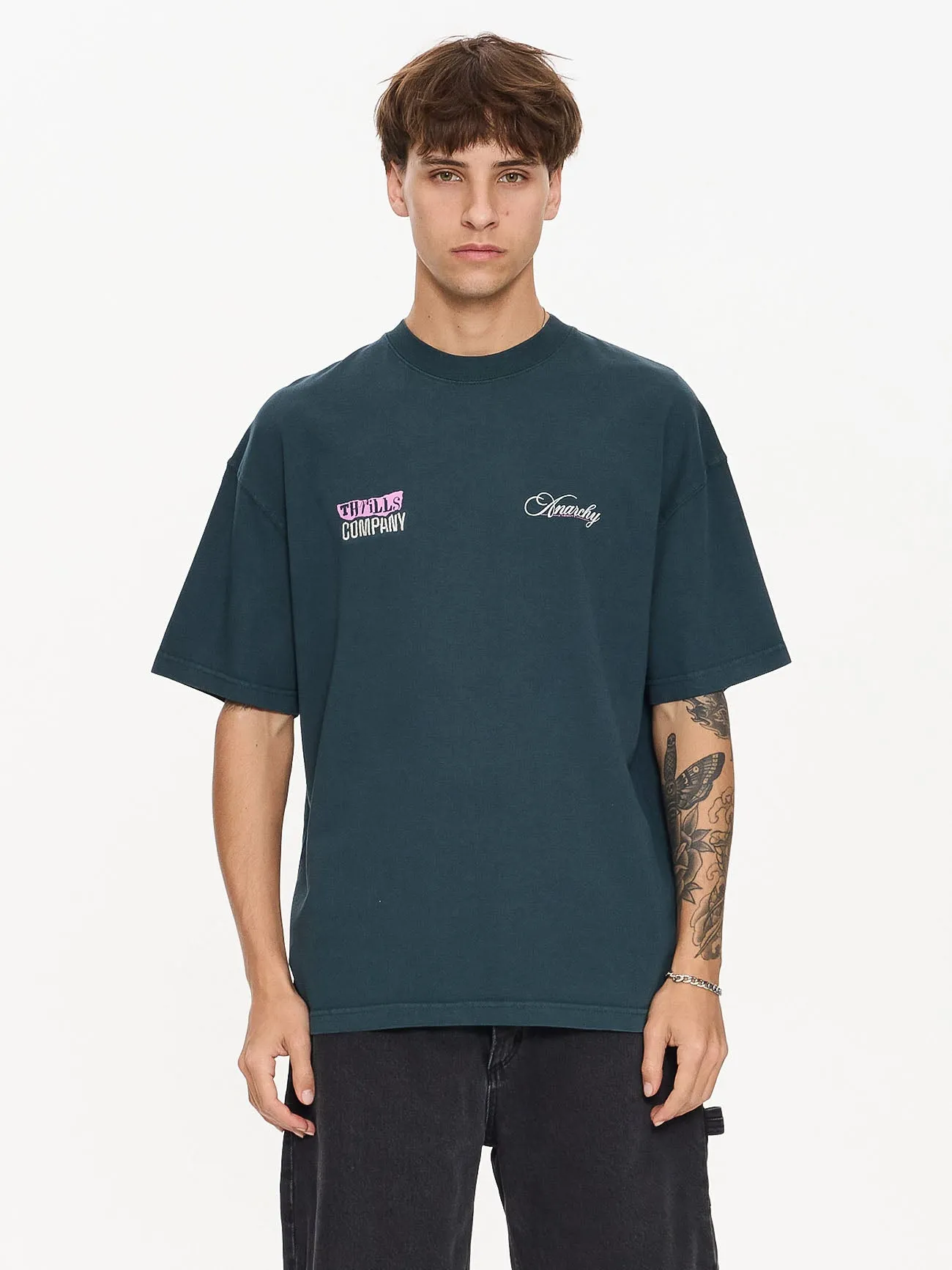 Total Anarchy Box Fit Oversize Short Tee - Deep Teal sold by Thrills