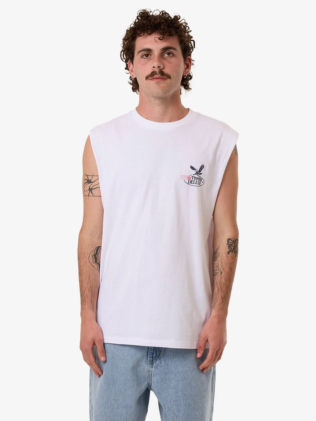 Deluxe Merch Fit Muscle Tee - White sold by Thrills