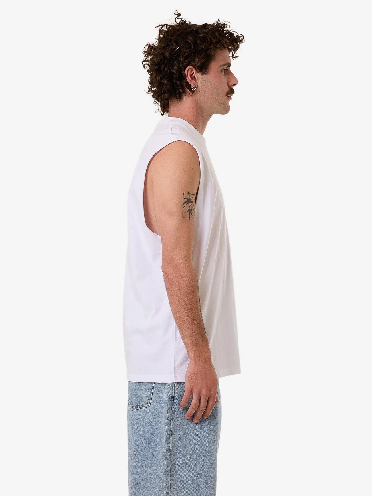 Deluxe Merch Fit Muscle Tee - White sold by Thrills product image thumbnail 3