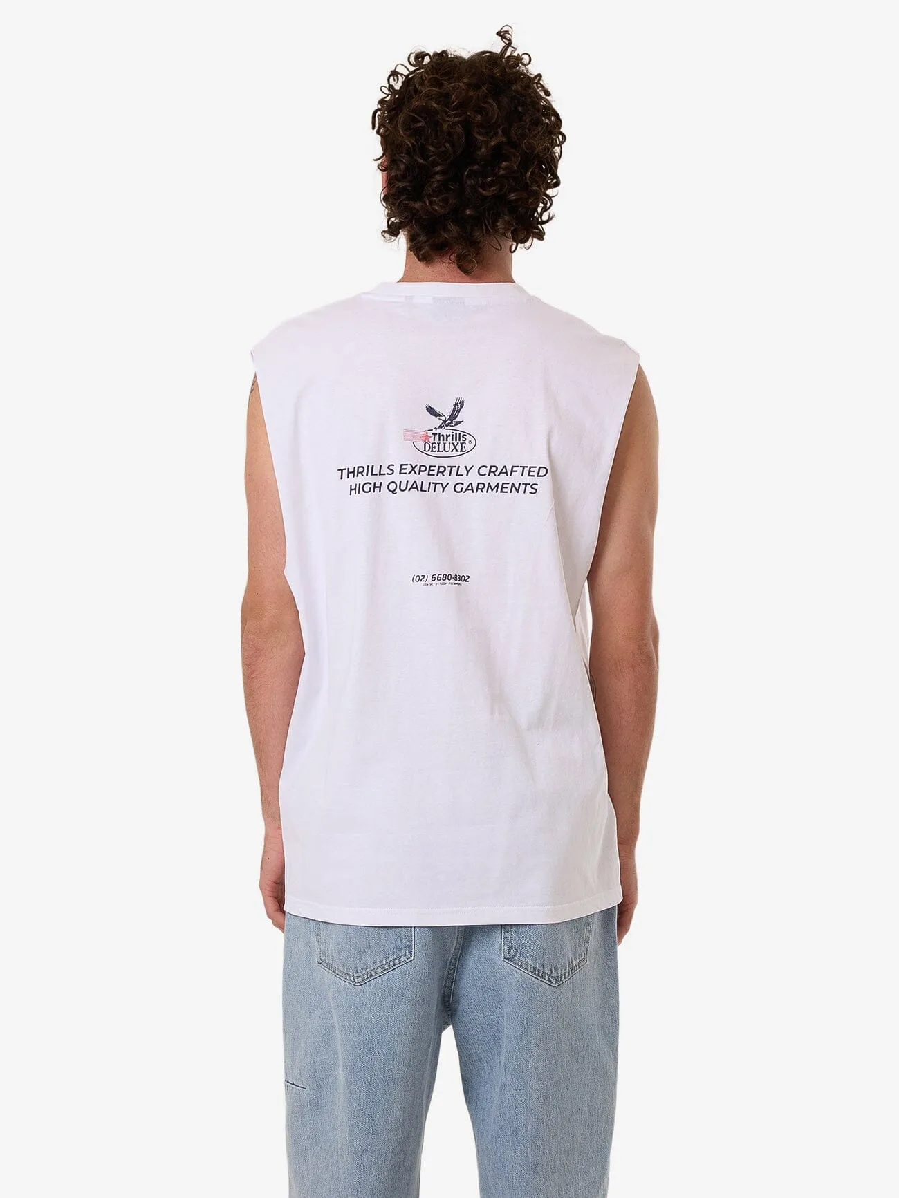 Deluxe Merch Fit Muscle Tee - White sold by Thrills product image thumbnail 2