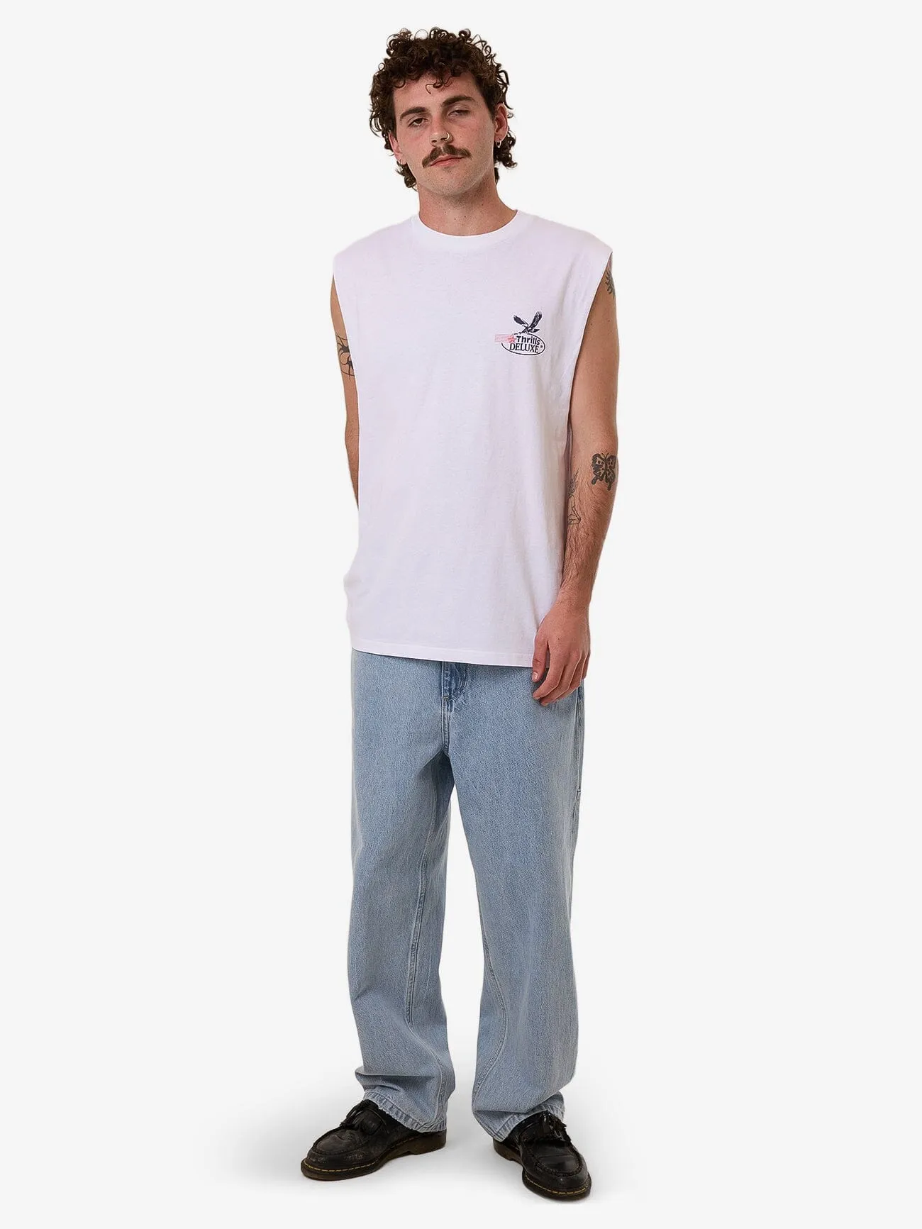 Deluxe Merch Fit Muscle Tee - White sold by Thrills product image thumbnail 5