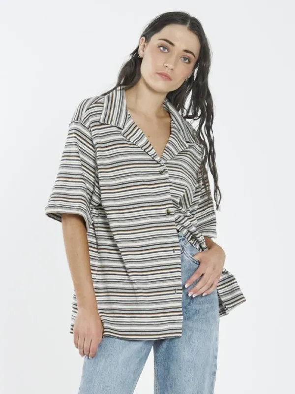 Indie Stripe Bowling Shirt - Heritage White sold by Thrills