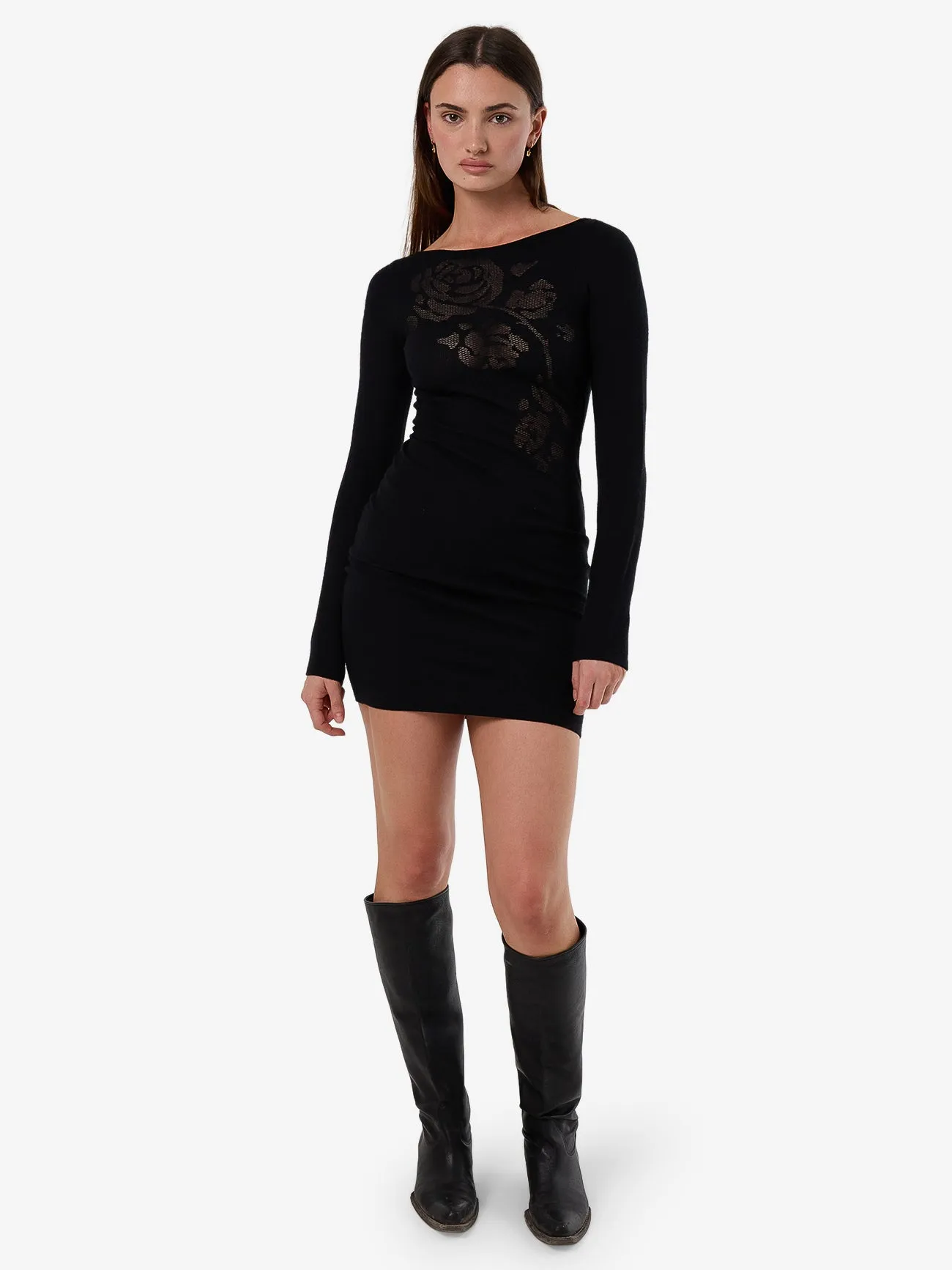 Rosetta Knit Mini Dress - Black sold by Thrills product image thumbnail 5