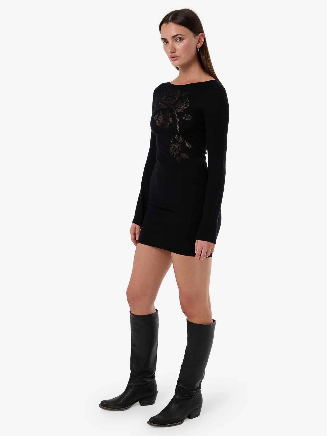Rosetta Knit Mini Dress - Black sold by Thrills product image thumbnail 4