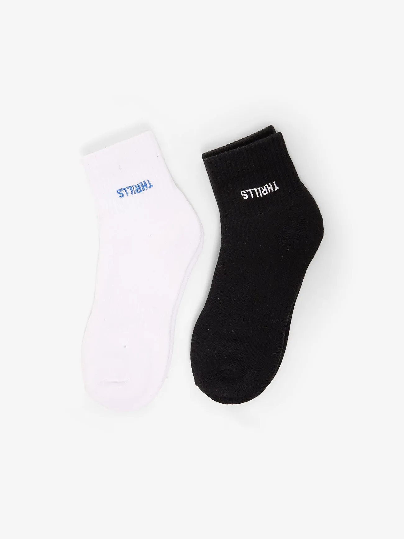 Minimal Thrills 2 Pack Sock - White - Black sold by Thrills