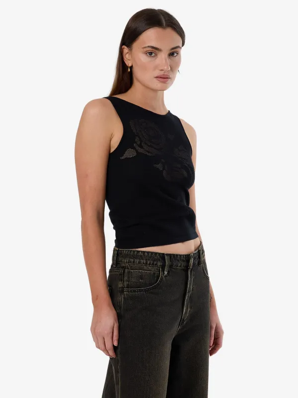 Rosetta Knit Tank - Black sold by Thrills