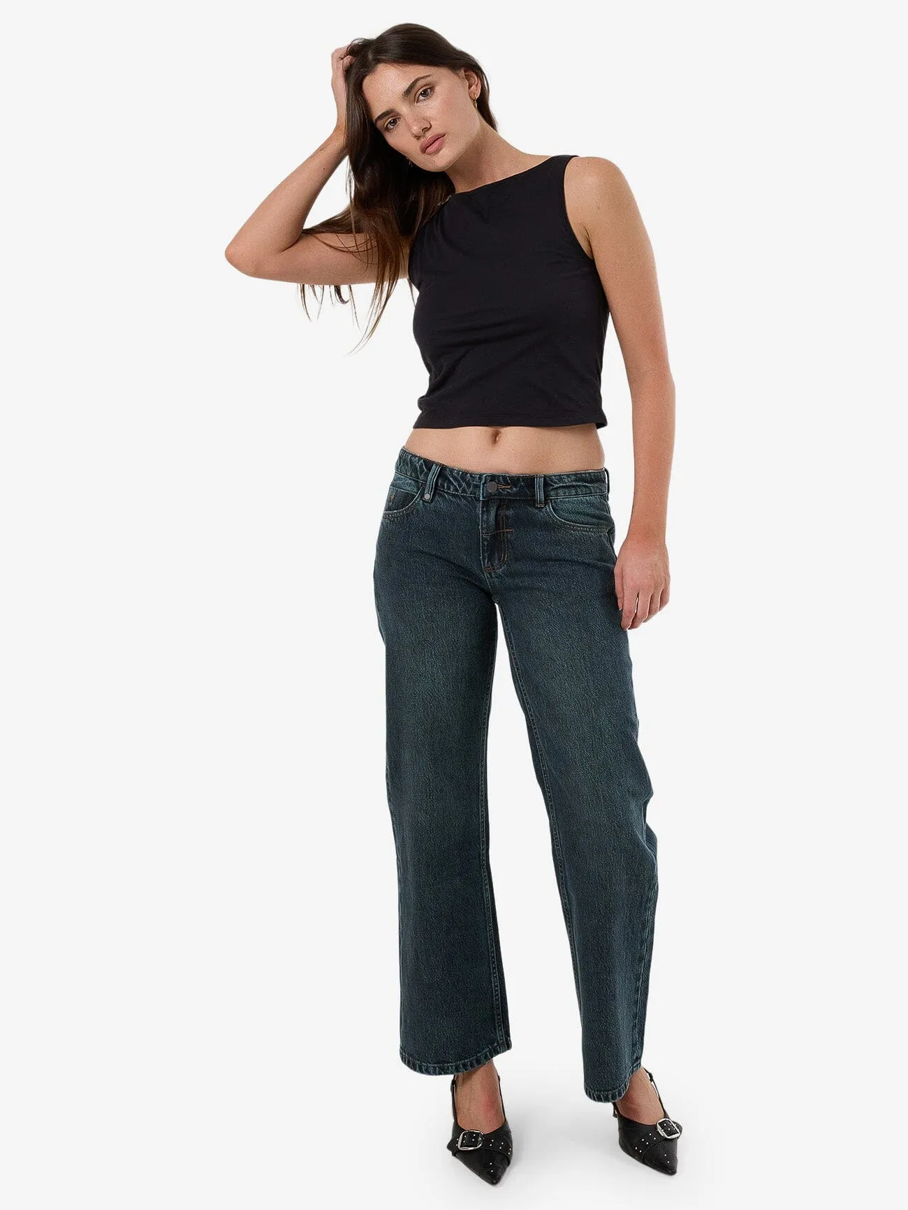 Saskia Low Rise Straight Jean - Metal Blue sold by Thrills