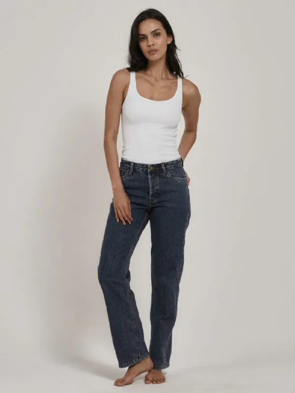 Rachel Mid Straight Jean - Worn In Blue sold by Thrills