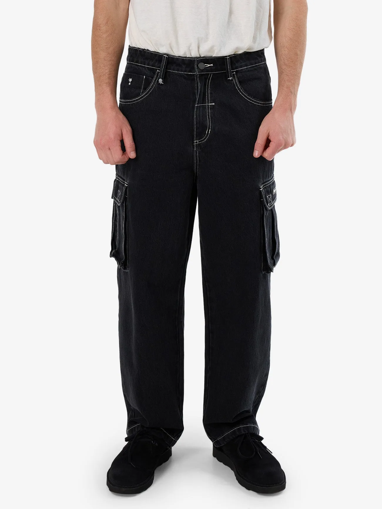 Big Slacker Baggy Denim Cargo Jean - Aged Black sold by Thrills product image thumbnail 4