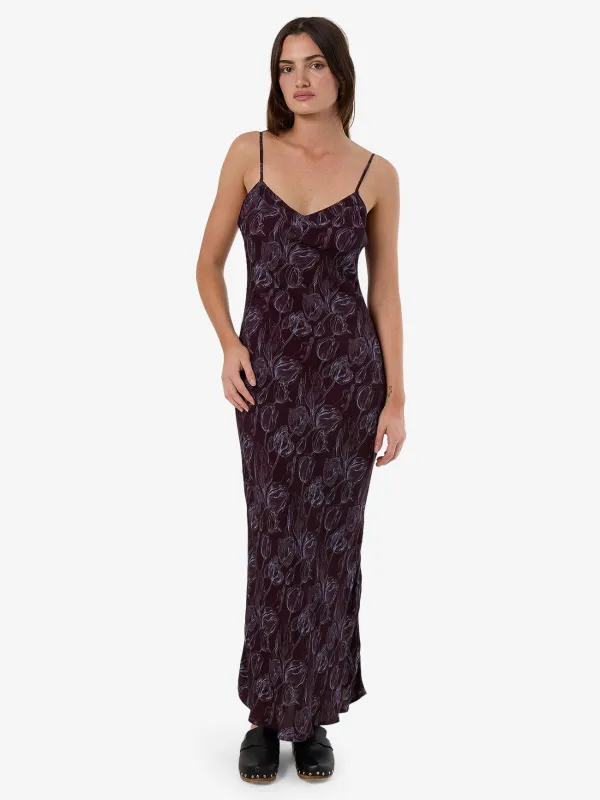 Oracle Floral Maxi Dress - Deep Plum sold by Thrills