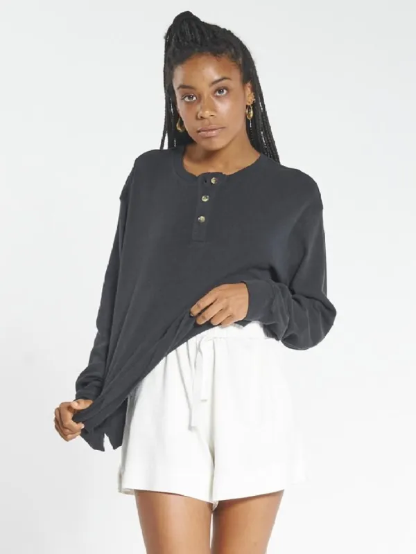 Division Long Sleeve Henley - Black made by Thrills