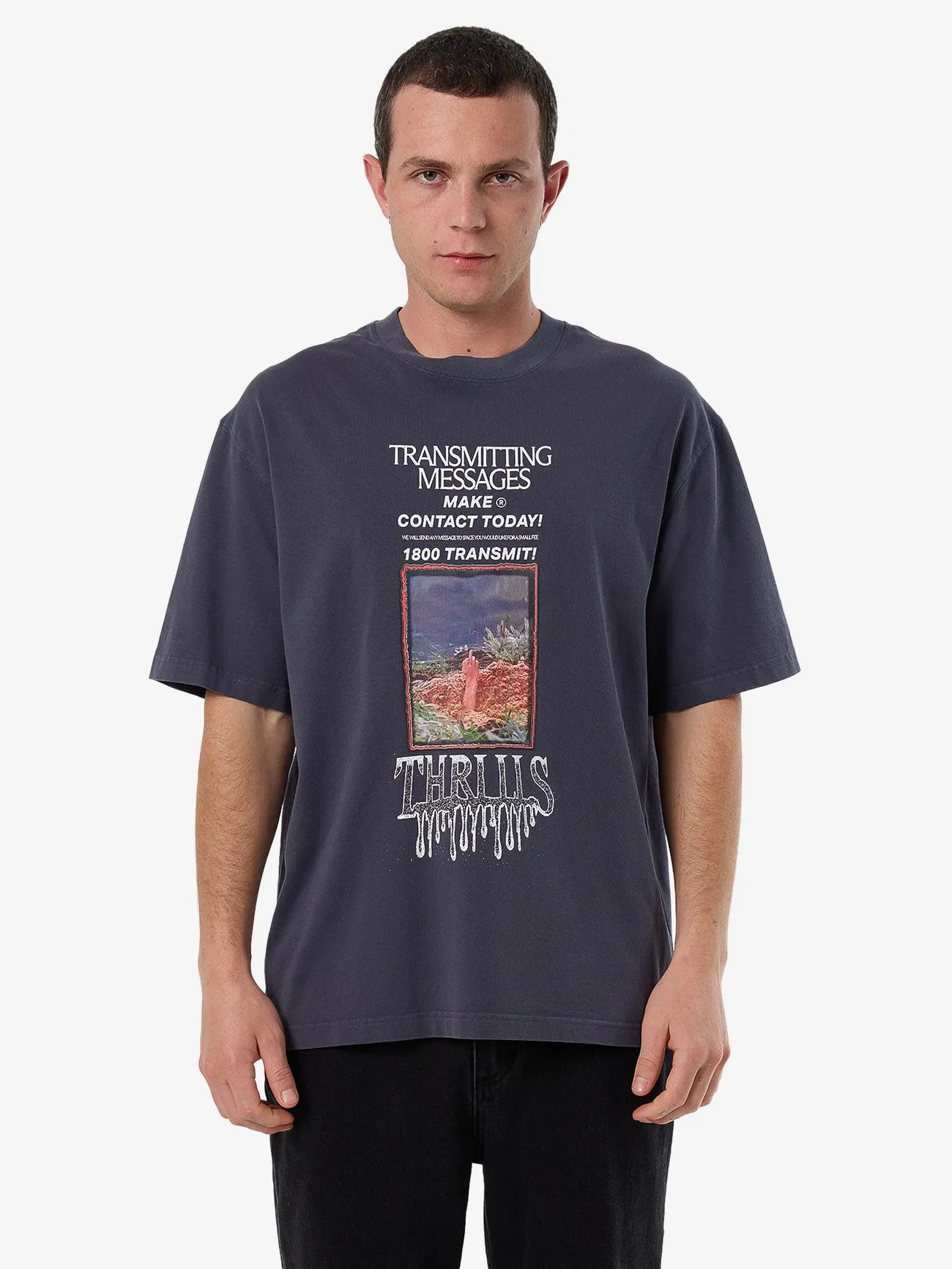 1 800 Transmit Box Fit Oversize Tee - Ebony sold by Thrills
