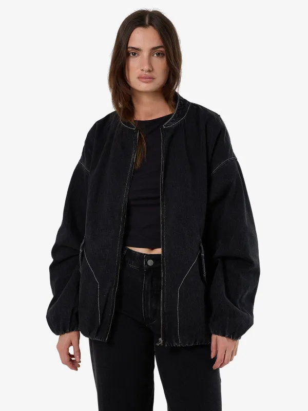 Rayne Oversized Bomber - Aged Black sold by Thrills