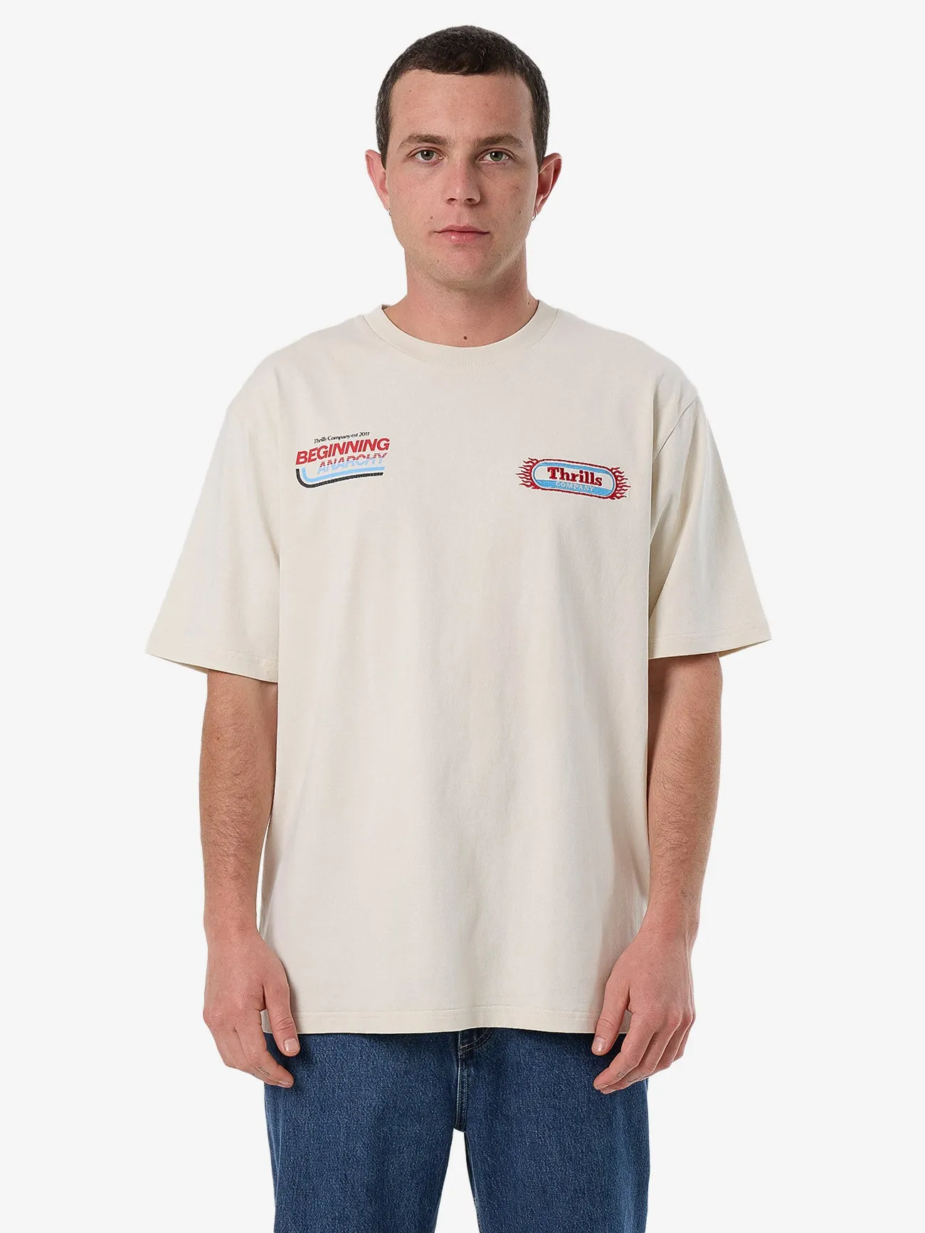 Beginning Anarchy Oversize Fit Tee - Heritage White sold by Thrills