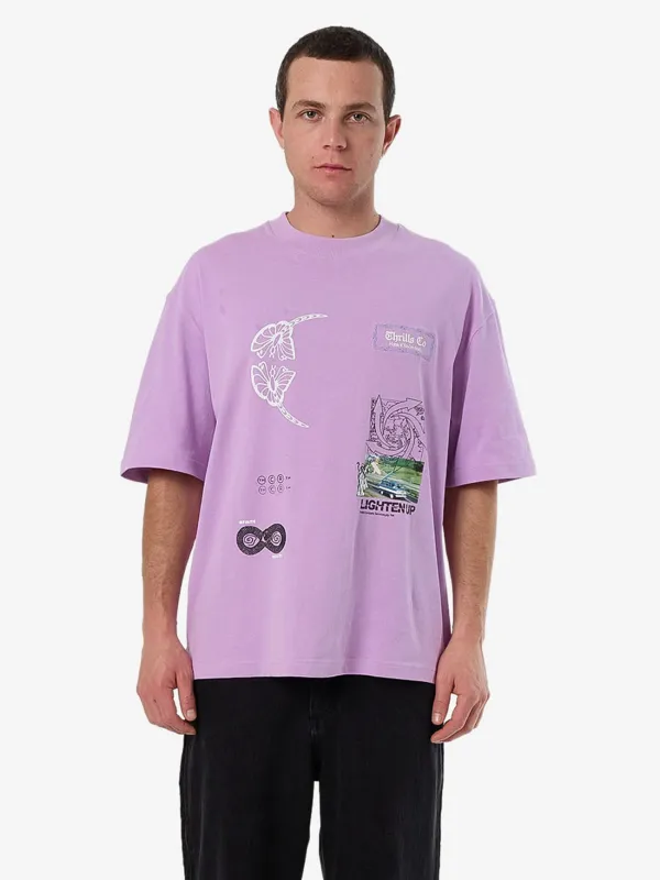 Lighten Up Box Fit Oversize Short Tee - Sheer Lilac sold by Thrills