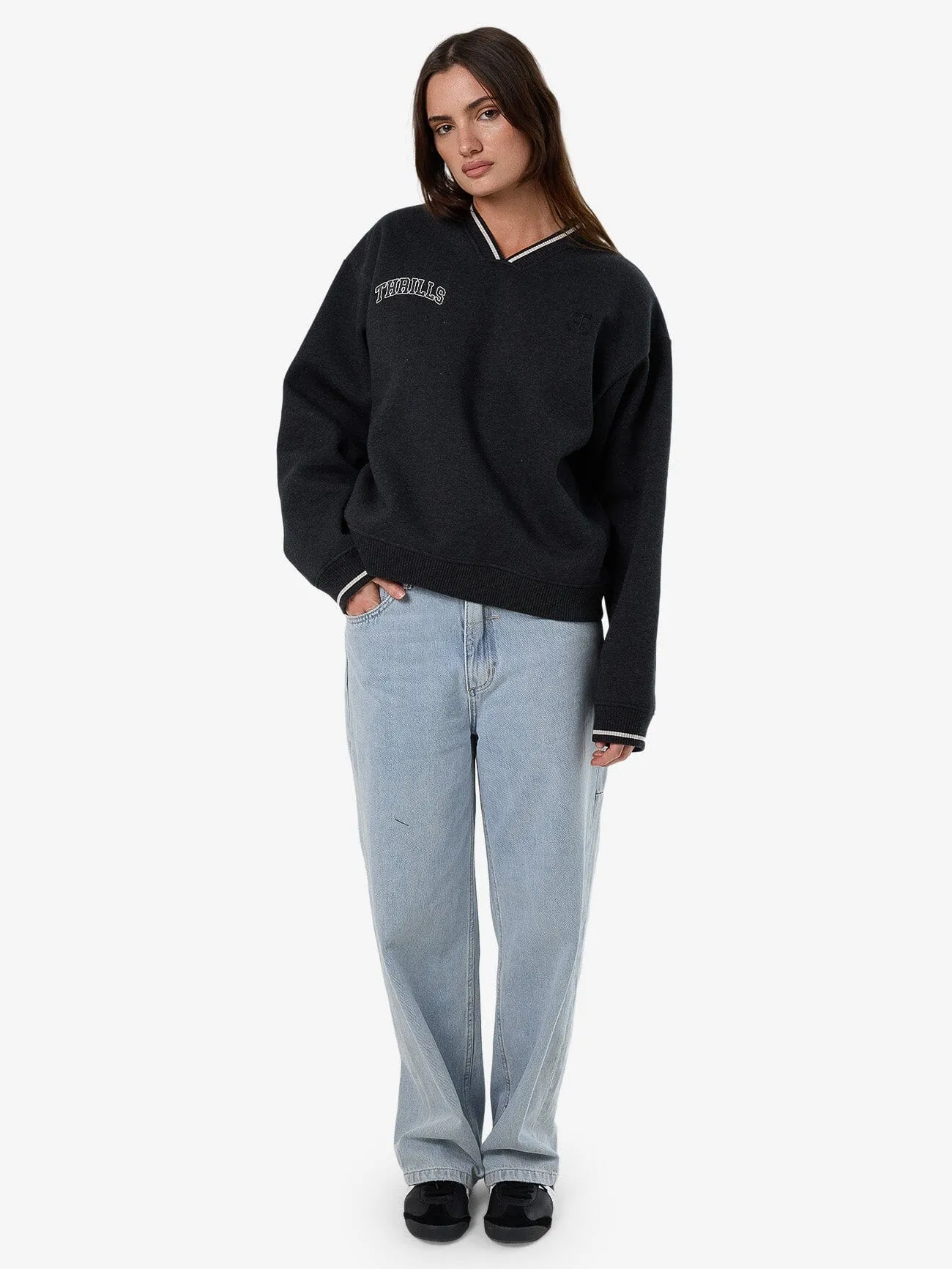 Legacy V Neck Fleece - Black Marle sold by Thrills product image thumbnail 3