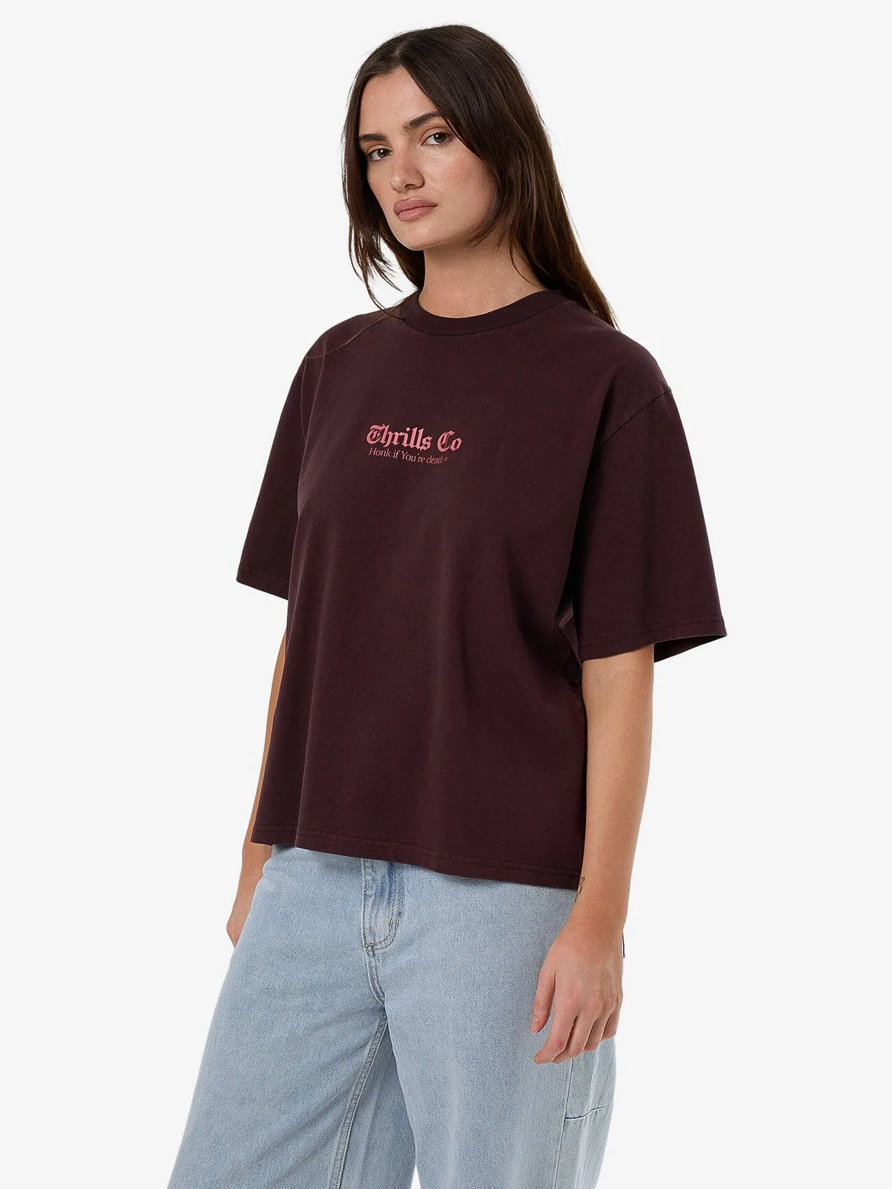 Lighten Up Square Tee - Deep Plum sold by Thrills