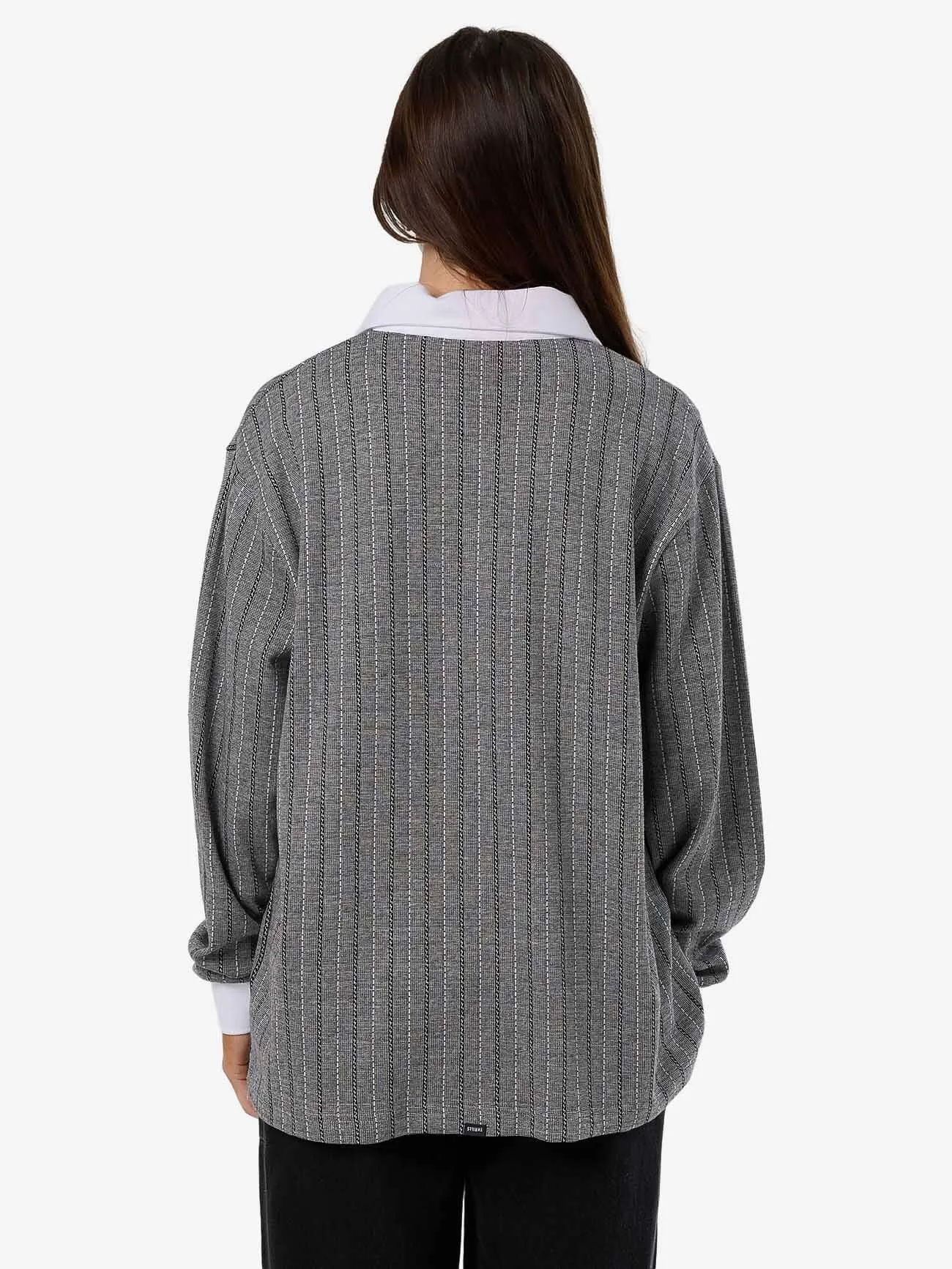 Limitations Stripe Rugby Long Sleeve Polo - Black sold by Thrills product image thumbnail 3