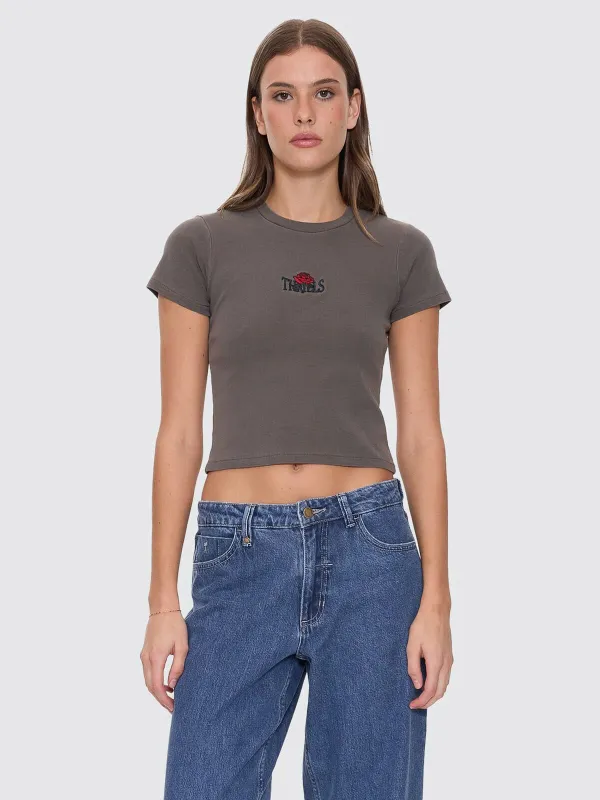 Bed Of Roses Mini Tee - Charcoal Rose sold by Thrills
