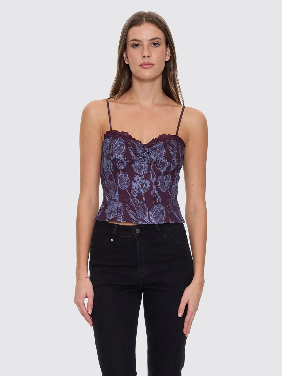 Oracle Floral Top - Deep Plum sold by Thrills