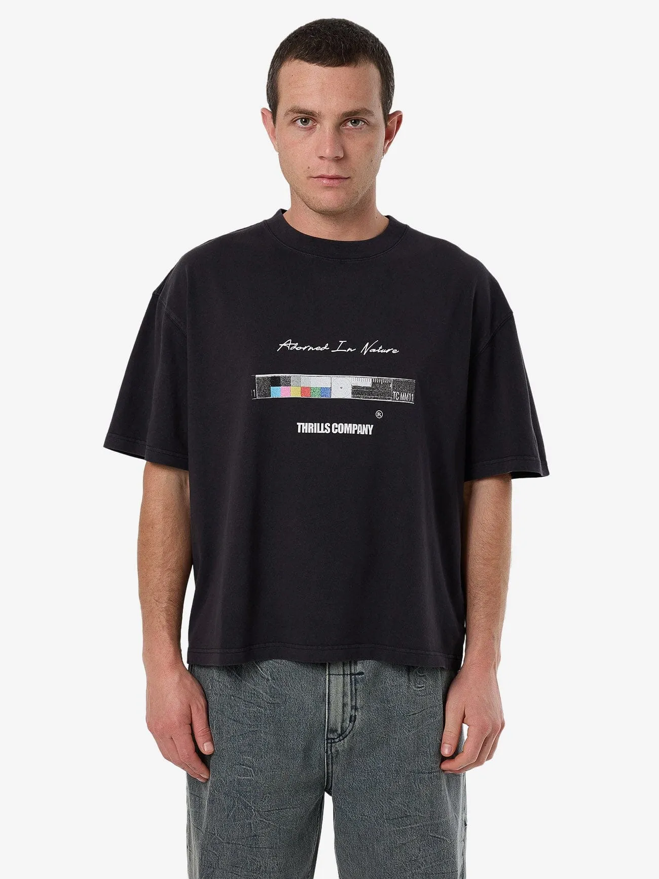 Adorned In Nature Box Fit Oversize Short Tee - Faded Black sold by Thrills