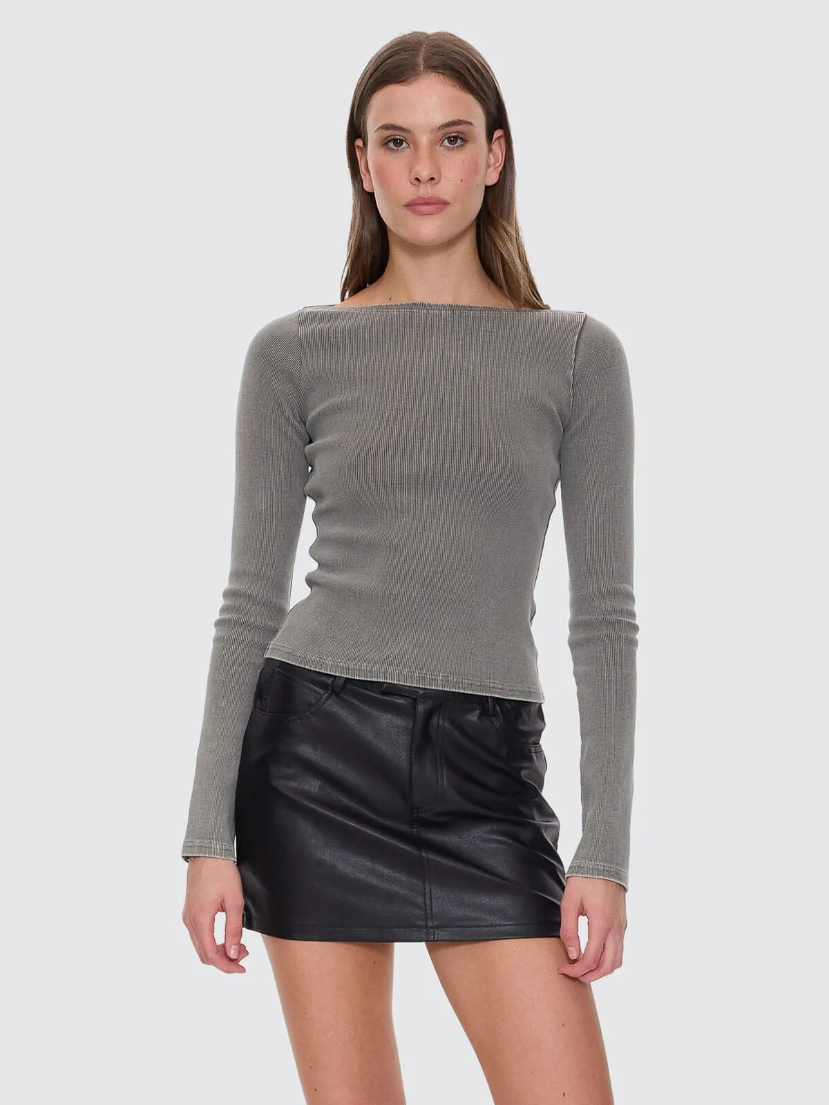 Hyperdrive Rib Top - Charcoal Rose sold by Thrills