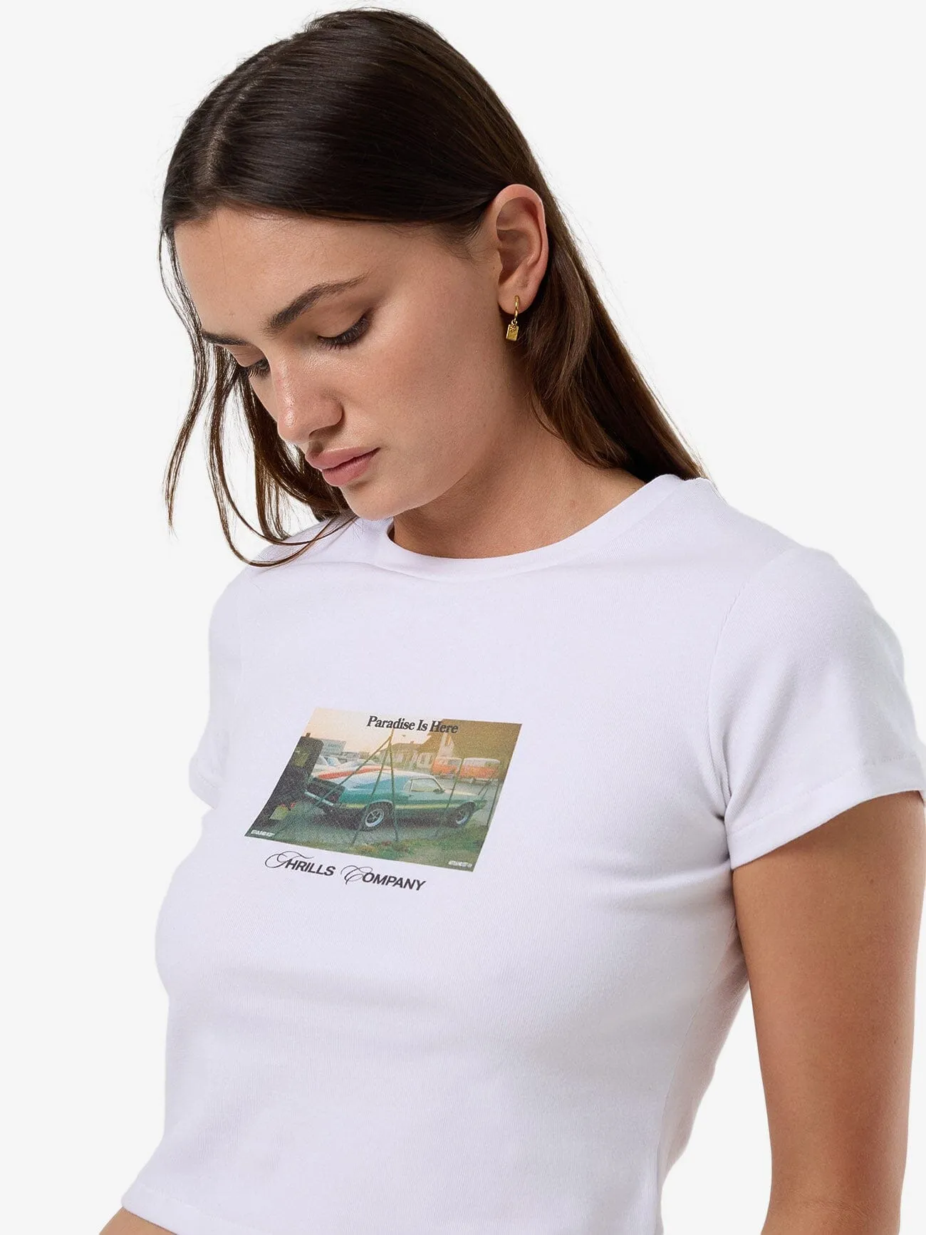 Paradise Is Here Mini Tee - White sold by Thrills product image thumbnail 2