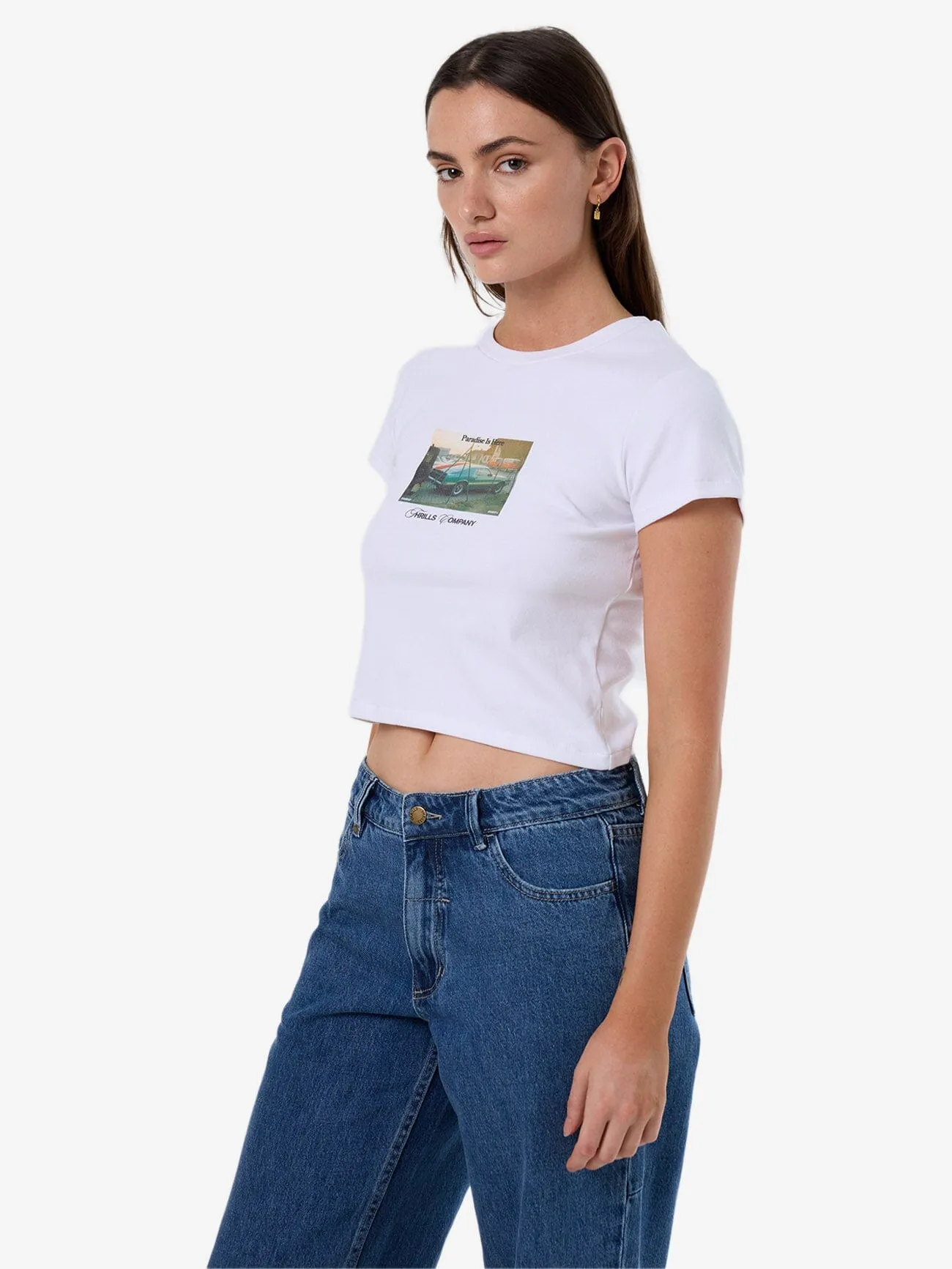 Paradise Is Here Mini Tee - White sold by Thrills