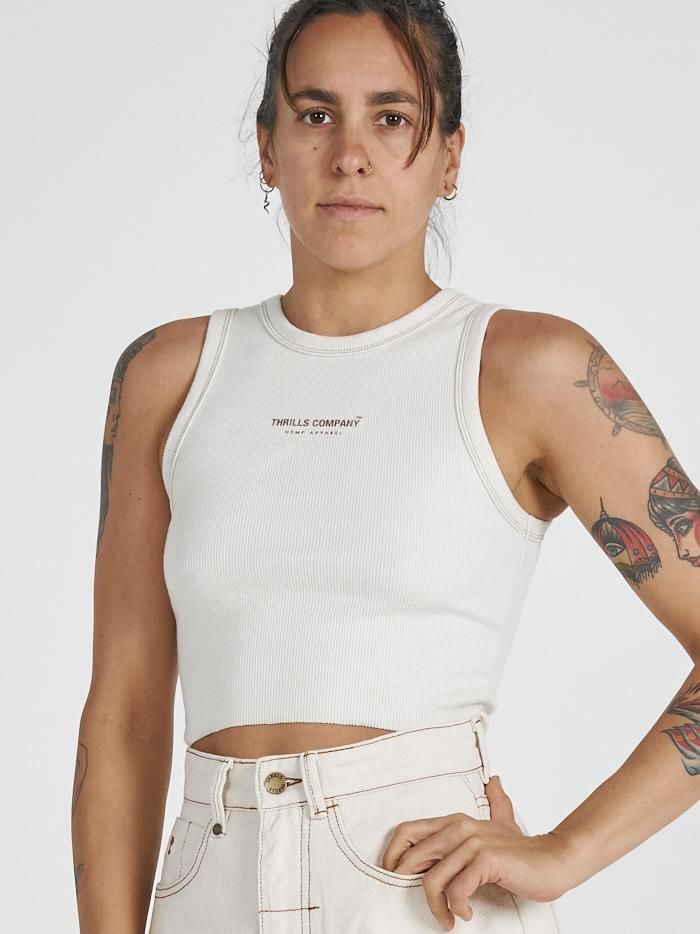 Hemp Thrills Company Rib Crop Tank - Unbleached sold by Thrills