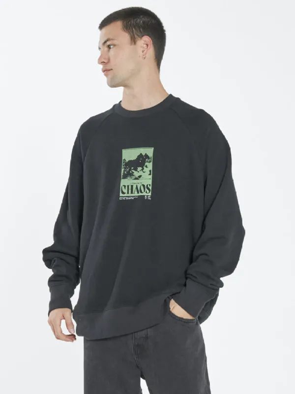Chaos Oversize Raglan Crew - Black sold by Thrills