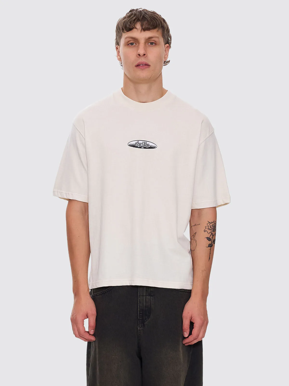 Lifted Spirits Embro Box Fit Cropped Tee - Unbleached sold by Thrills product image thumbnail 3