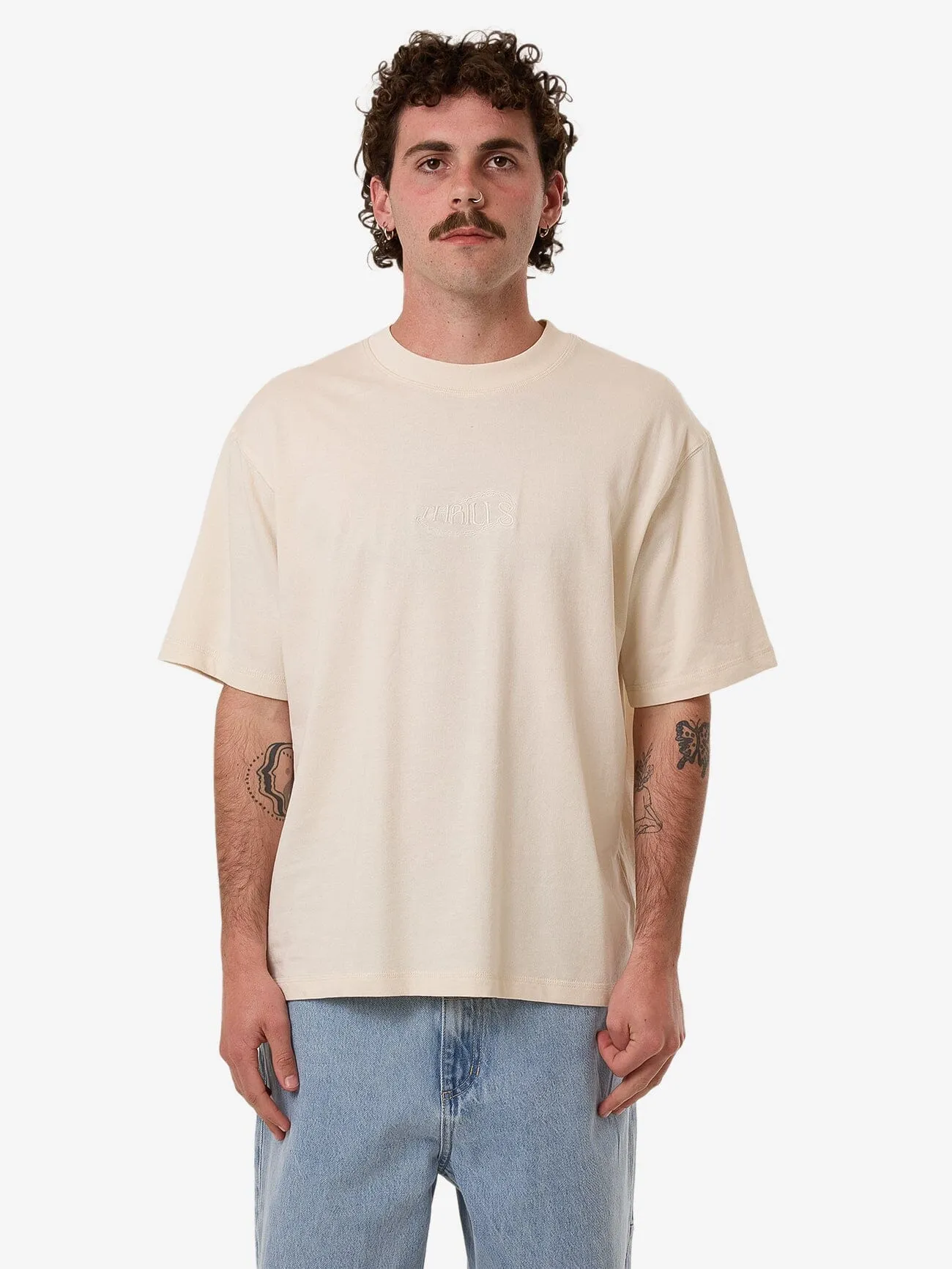 Chain Of Formation Embro Box Fit Cropped Tee - Unbleached sold by Thrills